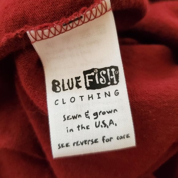 BLUE FISH Red Lagenlook Tunic - Rare Asymmetrical / Hand Printed - Picture 6 of 13